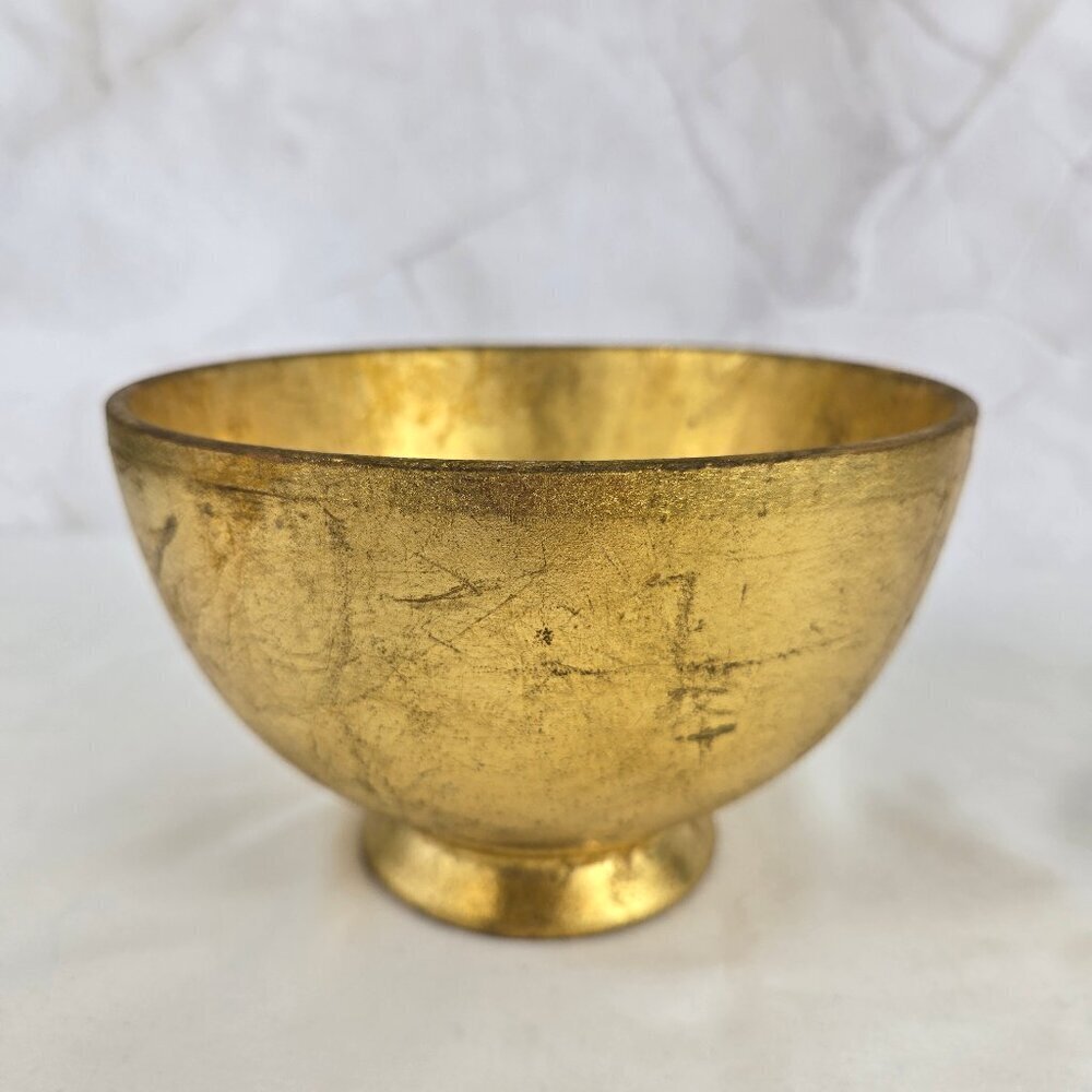 Ellec BRL Handmade Pottery Bowl Distressed Gold Glaze Made in Italy Vintage - Picture 5 of 10